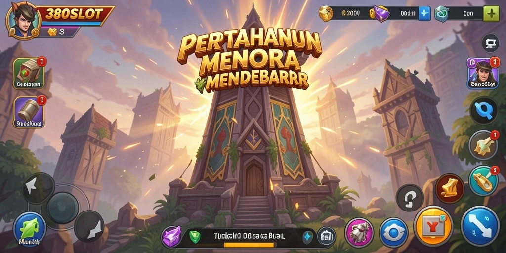Gambaran gameplay mendebarkan di <strong>380SLOT</strong> pada momen krusial pertahanan menara.