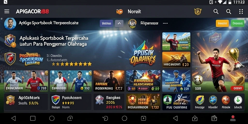 Screenshot utama APIGACOR88 menampilkan fitur taruhan olahraga yang menarik.