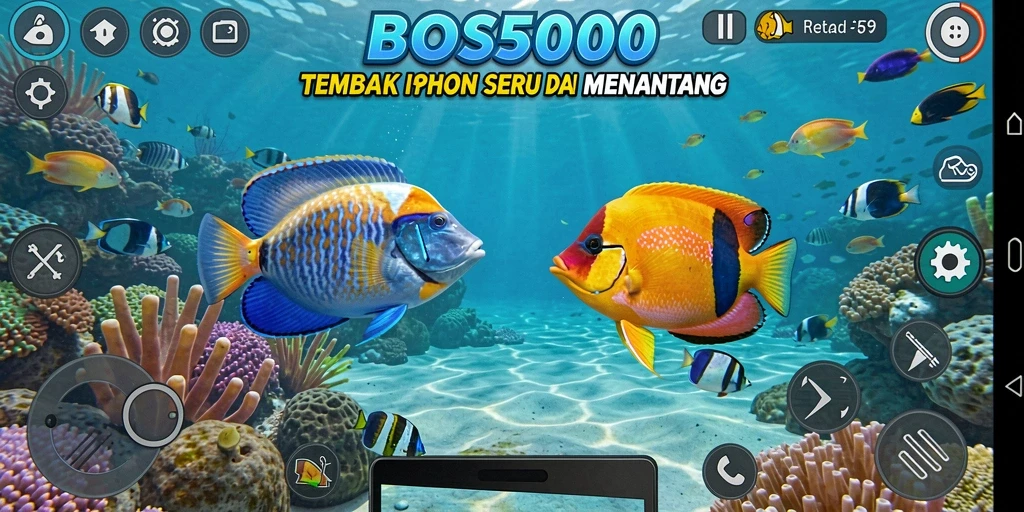 Screenshot menunjukkan aksi seru dalam permainan Tembak Ikan.
