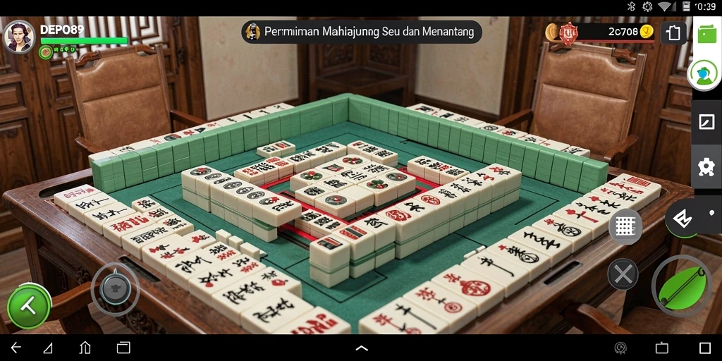Tampilan gameplay DEPO89 menampilkan aksi Mahjong yang seru.