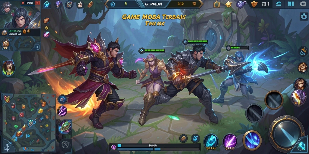 Tampilan gameplay GTPIDN dengan aksi MOBA yang mendebarkan.