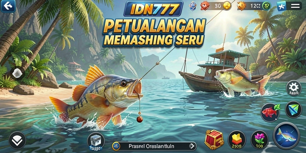 Tampilan gameplay IDN777 dengan aksi memancing yang mendebarkan.