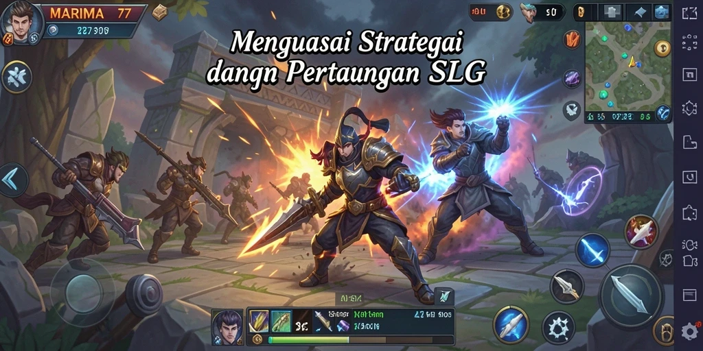 Tampilan gameplay <strong>MARIMA77</strong> dengan aksi pertempuran yang mendebarkan.