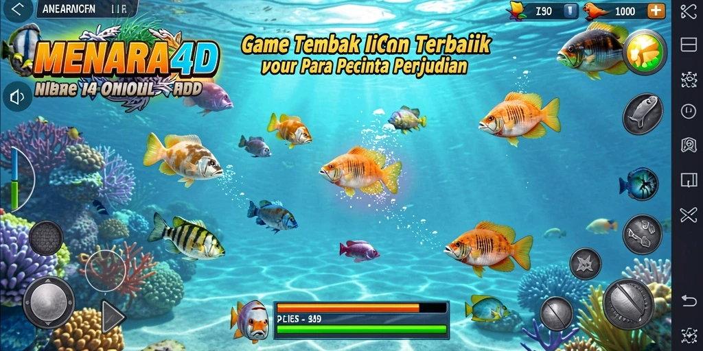 Tangkapan layar MENARA4D menampilkan aksi seru saat menembak ikan.
