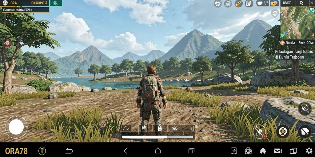 Tangkapan layar dari gameplay menampilkan eksplorasi dunia Open World yang luas.