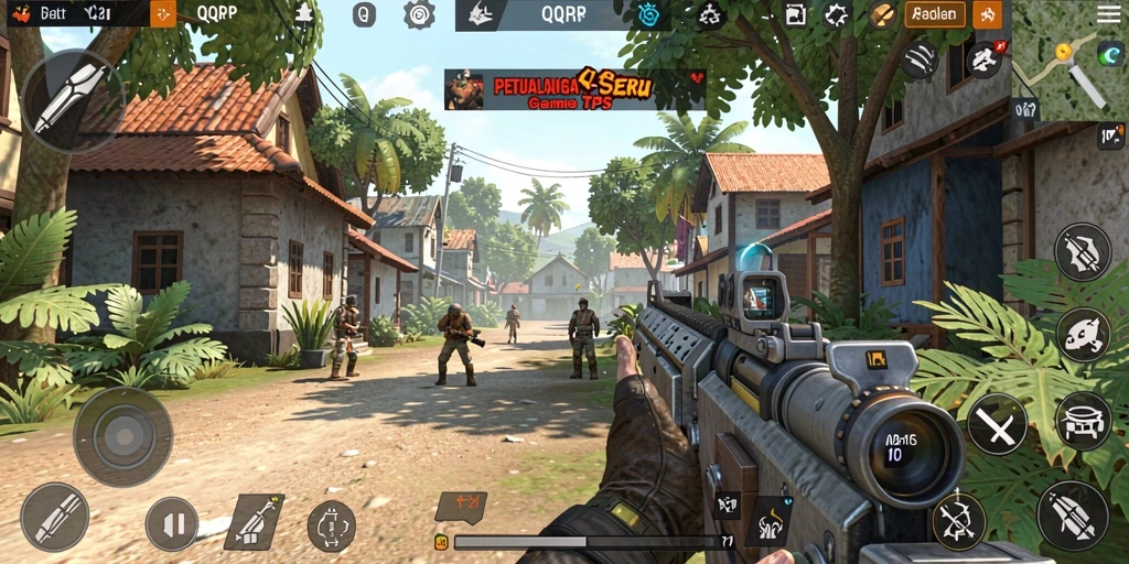 Tampilan gameplay seru dalam QQRP game TPS.