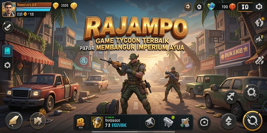 Tampilan gameplay menakjubkan dalam RAJAMPO saat membangun bisnis.