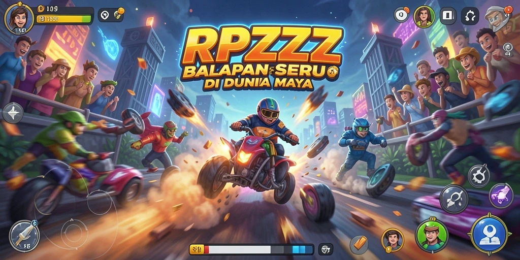 Tangkapan layar gameplay balapan di RPZZZ yang seru dan menegangkan.