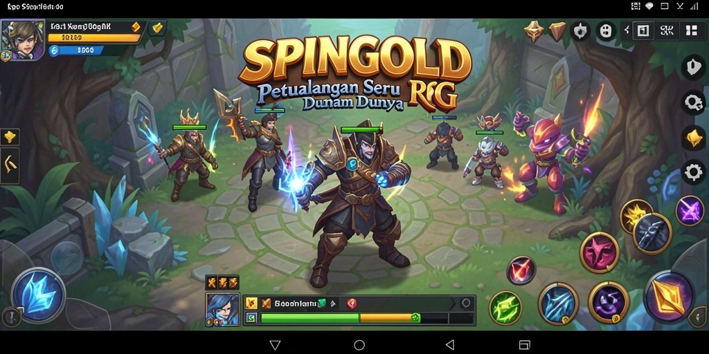 Screenshot utama SPINGOLD menampilkan pertempuran seru dan grafis menawan.