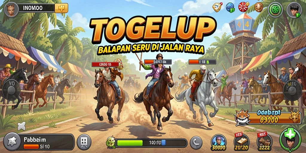 Screenshot gameplay TOGELUP menampilkan aksi balapan mendebarkan.